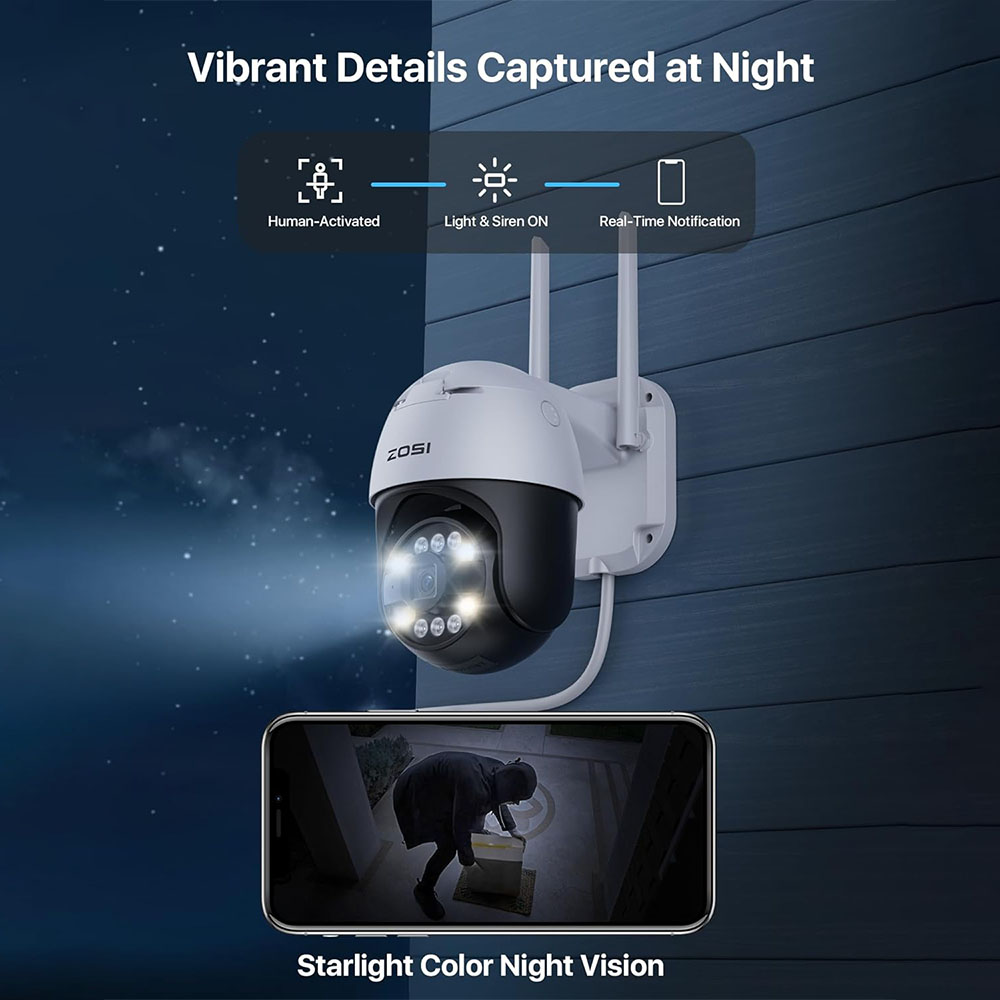 ZOSI C296 Plug-in 4K 8MP Wired WiFi PT Security Camera